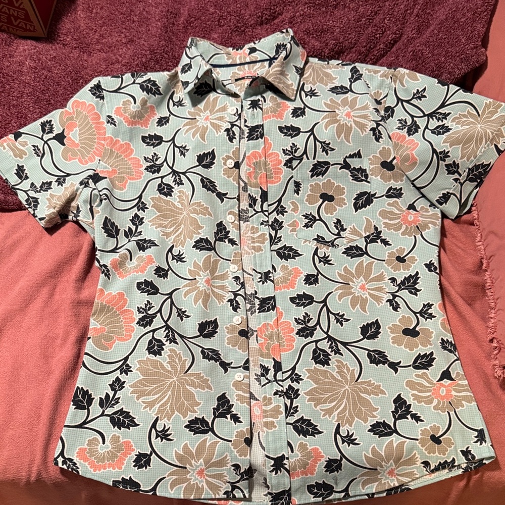 Apt. 9 Floral Casual Button Down Shirt - Black, Pink, Beige